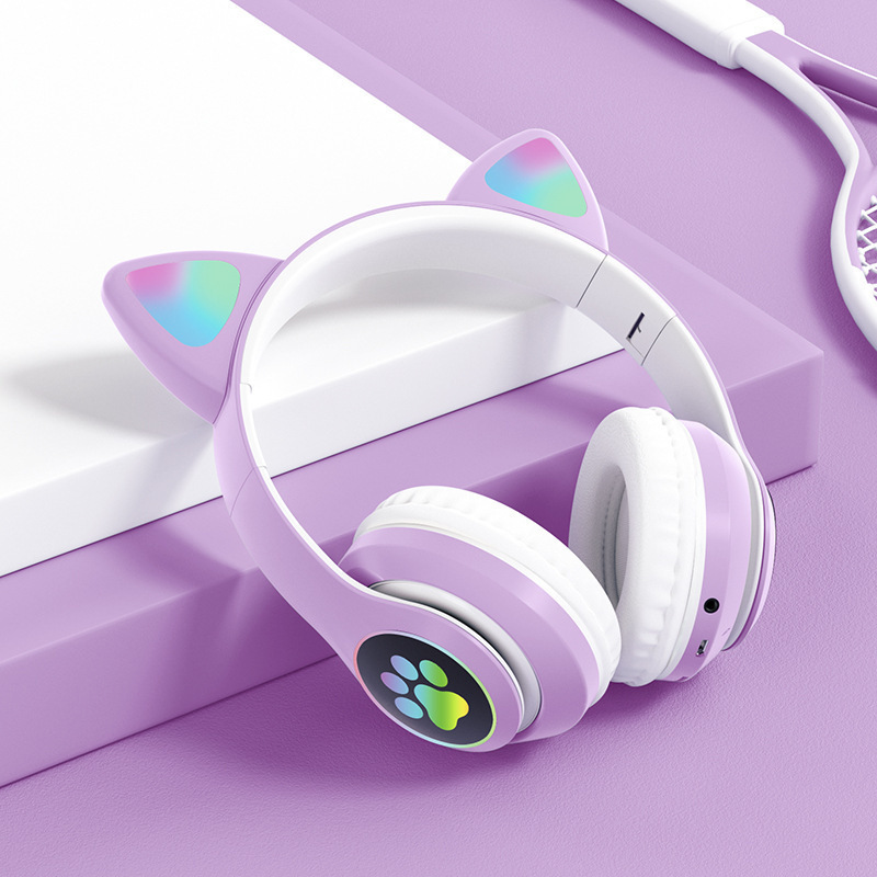 STN-28 Cat Ear Wireless Headset – Foldable Over-Ear Bluetooth 5.0 Headphones with Mic, PC, Laptop & Mobile